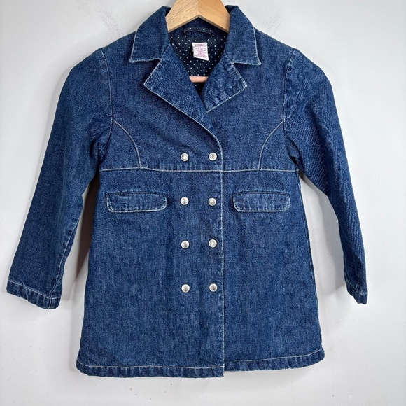 Vintage Gymboree Denim Pea Coat Bon Voyage Paris Kitty Preppy Twee Church School - Picture 1 of 10